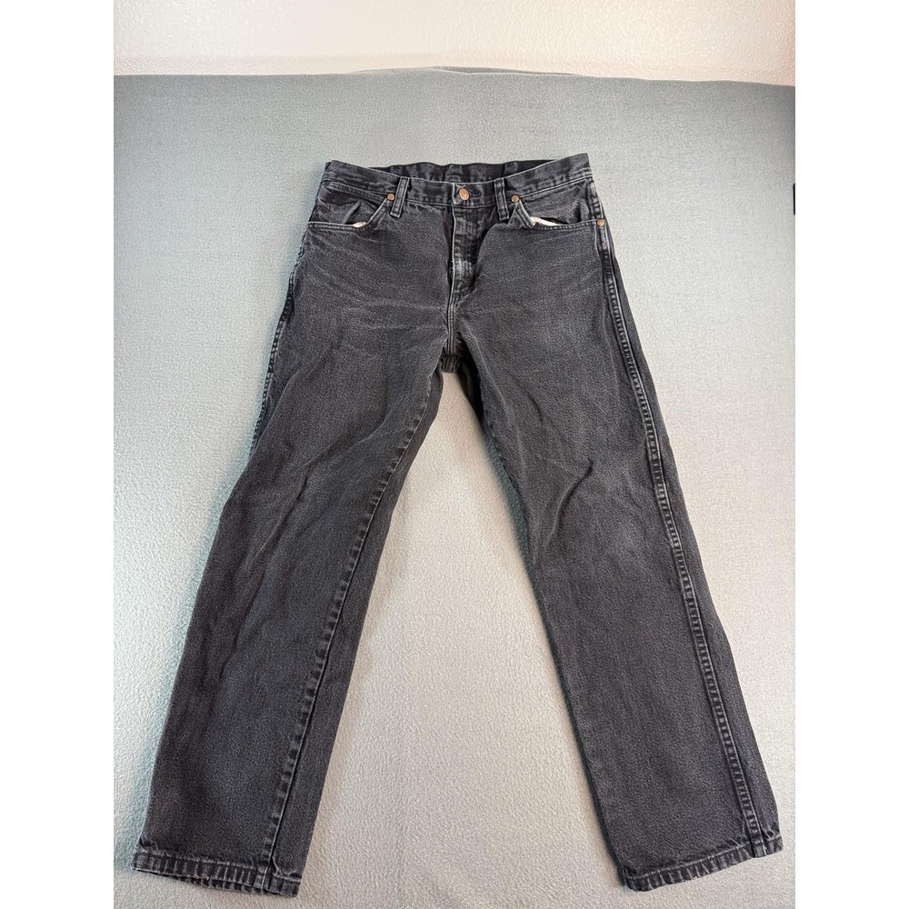 Wrangler 105MWZMK Jeans Mens 33x30 Charcoal Gray Regular Straight Denim Casual